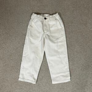 NWT kids Crewcuts Denim Off White Pull On Straight Leg Jeans Size 4